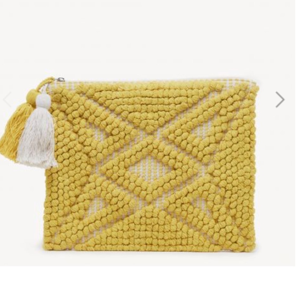 Sole society yellow woven clutch
